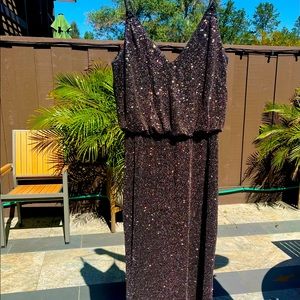 Floor length Calvin Klein Brown Sparkly Dress